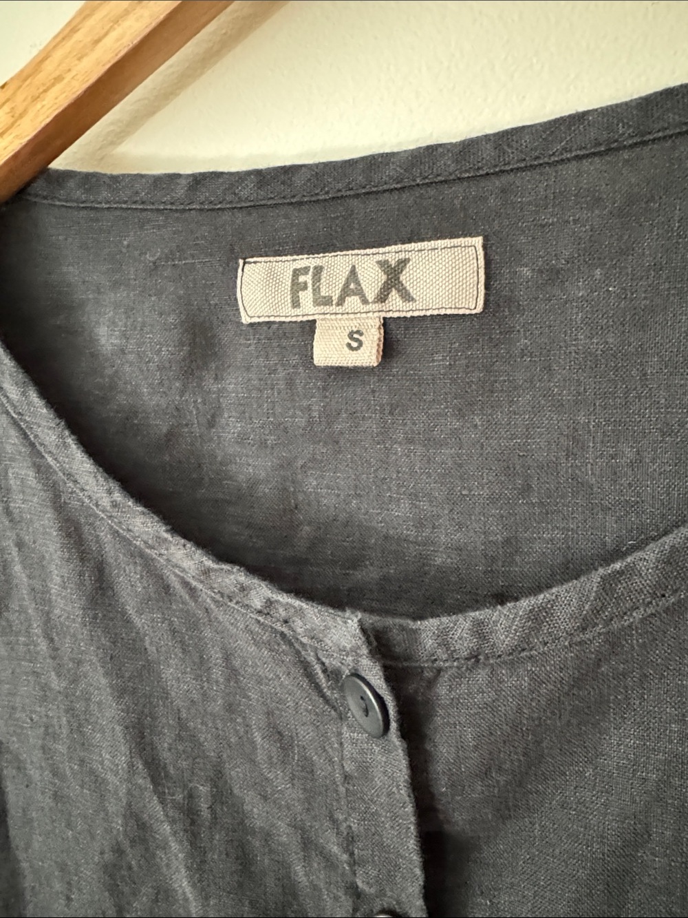 FLAX | 100% Linen Long Sleeve Cardigan Button Up Blouse in Black | Size S - Picture 3 of 7